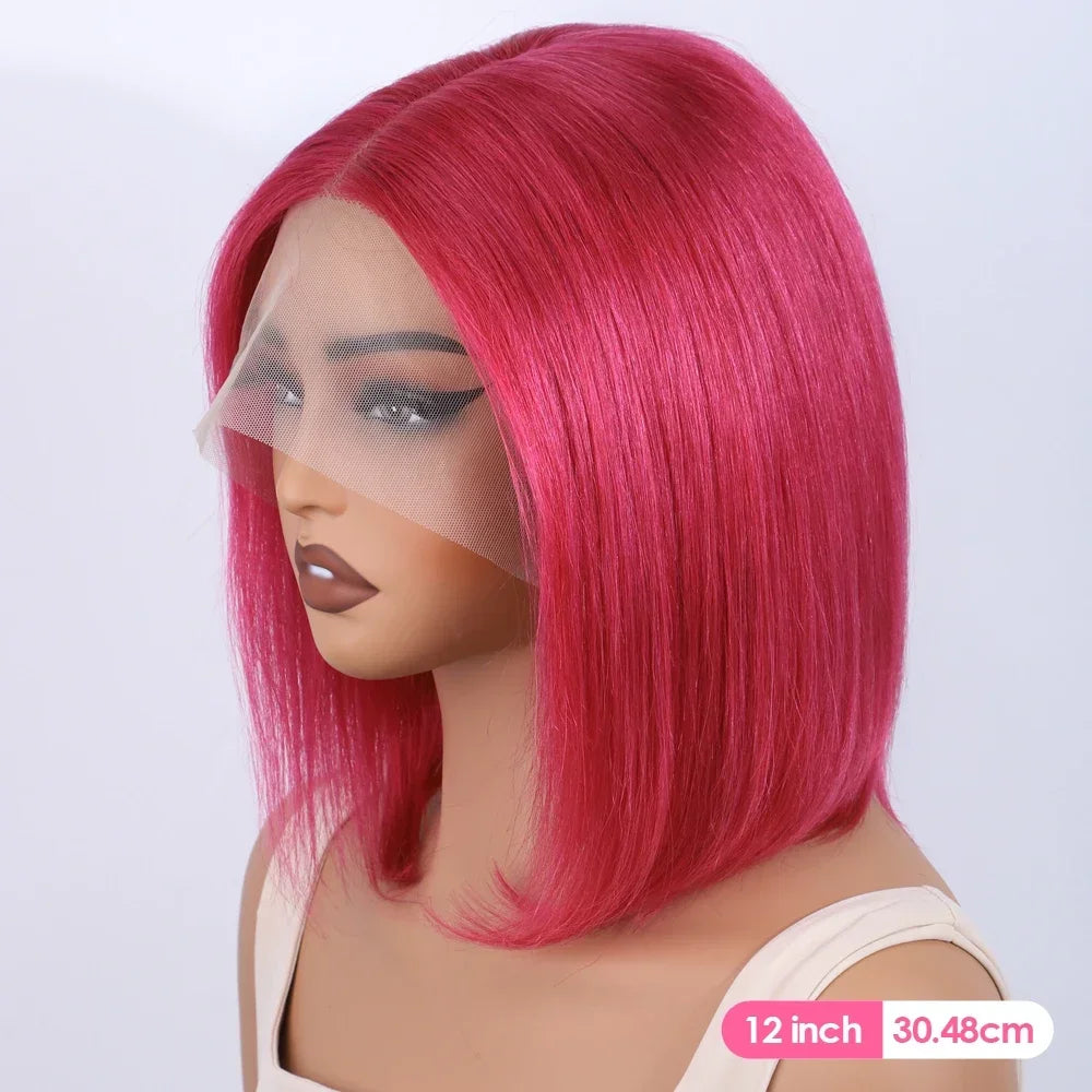 Ombre Straight Bob 13x6X2 Lace Front Wigs. Human Hair Short Bob Wigs, Ash Blonde Remy Hair, Pre-Plucked, Glueless Wig.