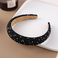 Glamorous Beaded Hairband, Bling Crystal Pearl Baroque Headband, Wide Cross Headband, Sparkly Gorgeous Women's Hair Accessories