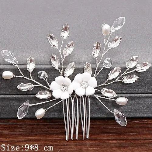 Wedding Hair Combs Bridal Hair Accessories For Women Hair Jewelry Silver Color Pearl Rhinestone Head Jewelry Women Accessories-hair accessories-SWEET T 52