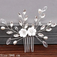 Wedding Hair Combs Bridal Hair Accessories For Women Hair Jewelry Silver Color Pearl Rhinestone Head Jewelry Women Accessories-hair accessories-SWEET T 52