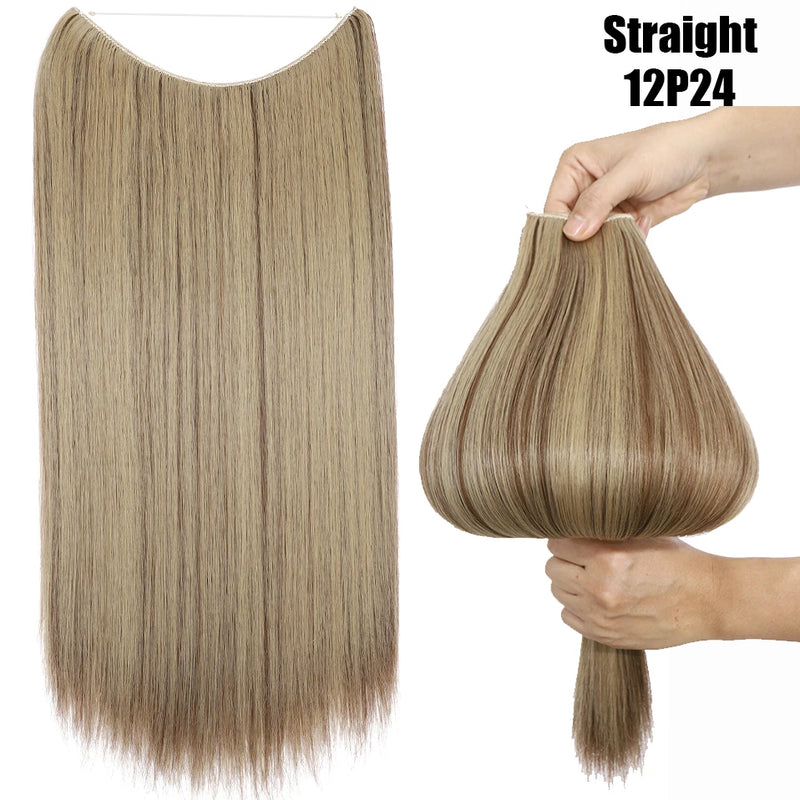 Synthetic 20 Inch Invisible Wire, No Clip-In, Hair Extensions, Fish Line Hairpieces/Hair Extensions Fake Hair For Women