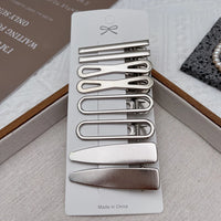 Y2K Silver Metal Hair Clips Set