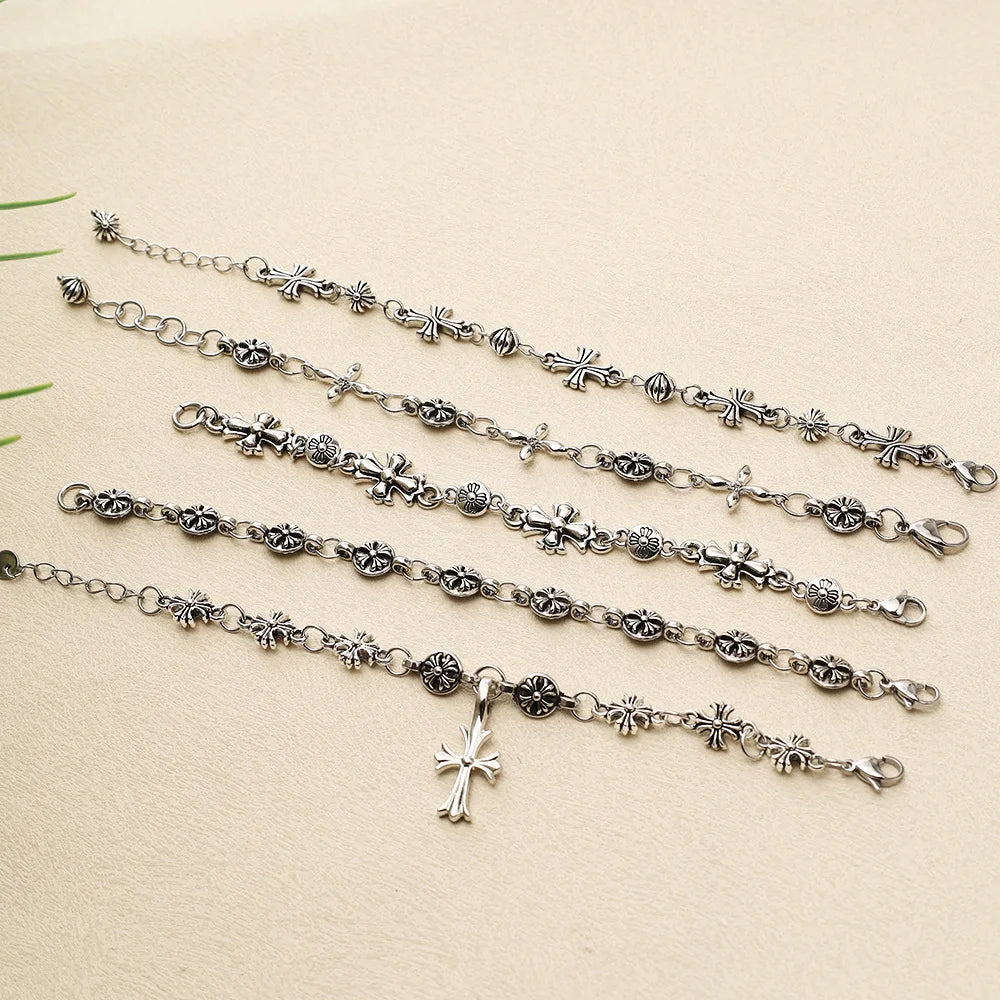 Men's Gothic Cross Link Bracelet