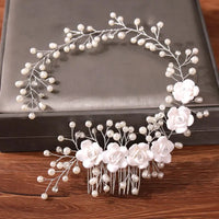 Wedding Hair Combs Bridal Hair Accessories For Women Hair Jewelry Silver Color Pearl Rhinestone Head Jewelry Women Accessories-hair accessories-SWEET T 52
