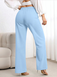 Travel Pants for Women - High Elastic Waist, Wide Leg, Solid Color, No Wrinkle Streetwear Trousers