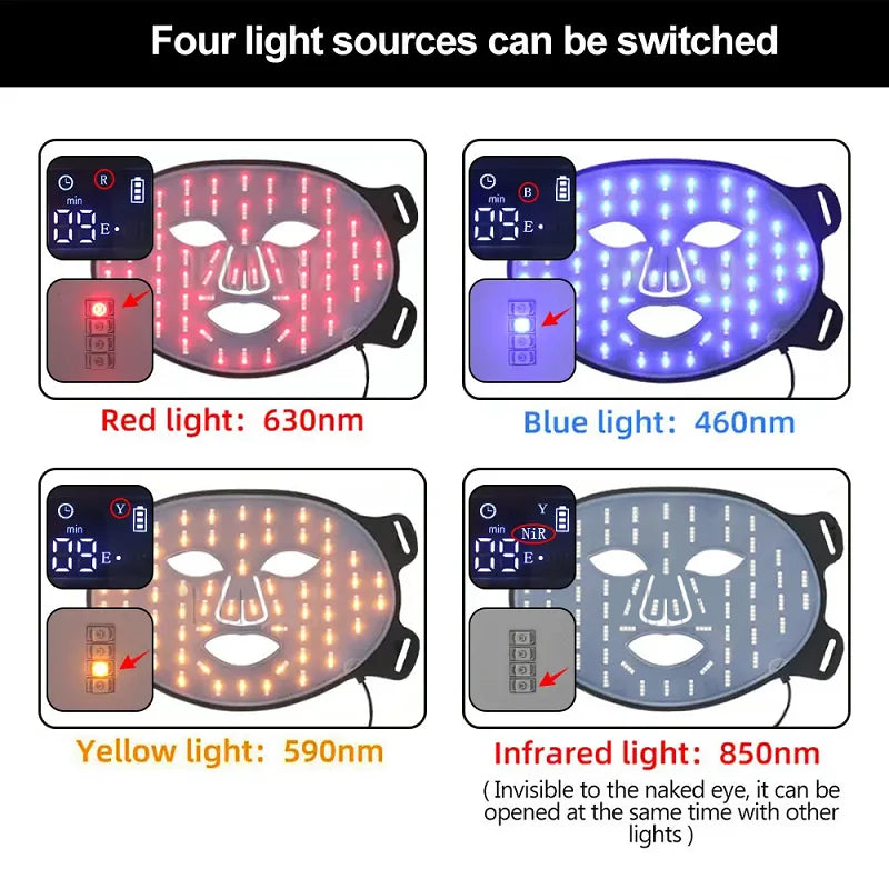LED Photon Beauty Infrared Mask Instrument, USB Electronic Mask for Rejuvenation, Lighten Fine Lines, Brighten Skin Tone & Repair Skin