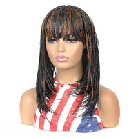 Afro Dreadlocks Box Braided Bob Wig Synthetic Short Braids Wig For Black Women Blunt Bangs 3X Twist Braids High Quality Wig Sweet T 52