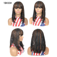 Afro Dreadlocks Box Braided Bob Wig Synthetic Short Braids Wig For Black Women Blunt Bangs 3X Twist Braids High Quality Wig Sweet T 52