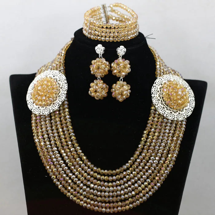 African Beads Jewelry Set Nigerian Wedding African Beads Jewelry Set Crystal African Jewelry Sets  ABJ176