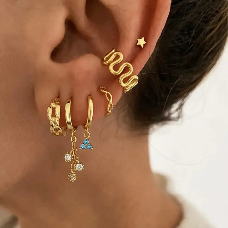 Gold Color Cute Water Drop Earrings For Women & Girls - Zircon Piercing Huggies/Hoop Dangle Earrings-earrings-SWEET T 52
