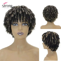 Short Afro Spiral Curly Wig for Women - 50% Human Hair and 50% Synthetic Full Wig Hair