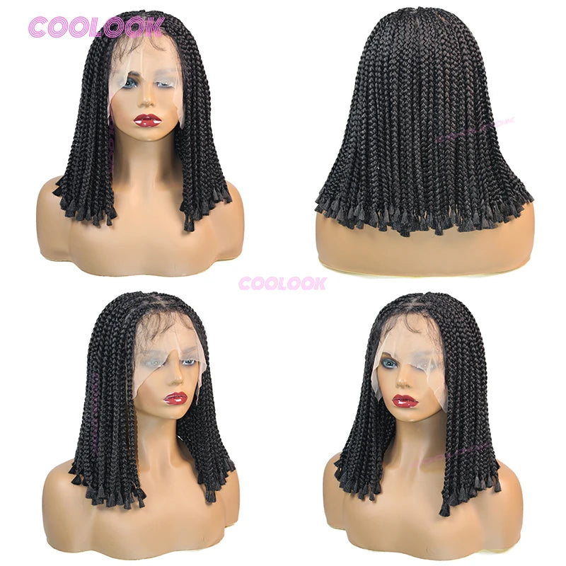 Boho Box Braid Bob Wig — 10 & 12 Inch Synthetic Lace Front, Ships from USA