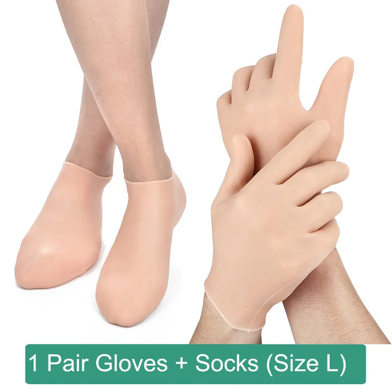 1 Pair Elastic Foot Care Socks/Moisturizing Gloves - Foot Hand Spa, Skin Protection, Anti Cracking/Dryness, Unisex-Foot Care-SWEET T 52