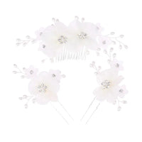Handmade Elegant Pearl Hair Pins - White Flower Rhinestone Hair Comb For Wedding Parties/Bridal Hair Accessories-hair accessories-SWEET T 52