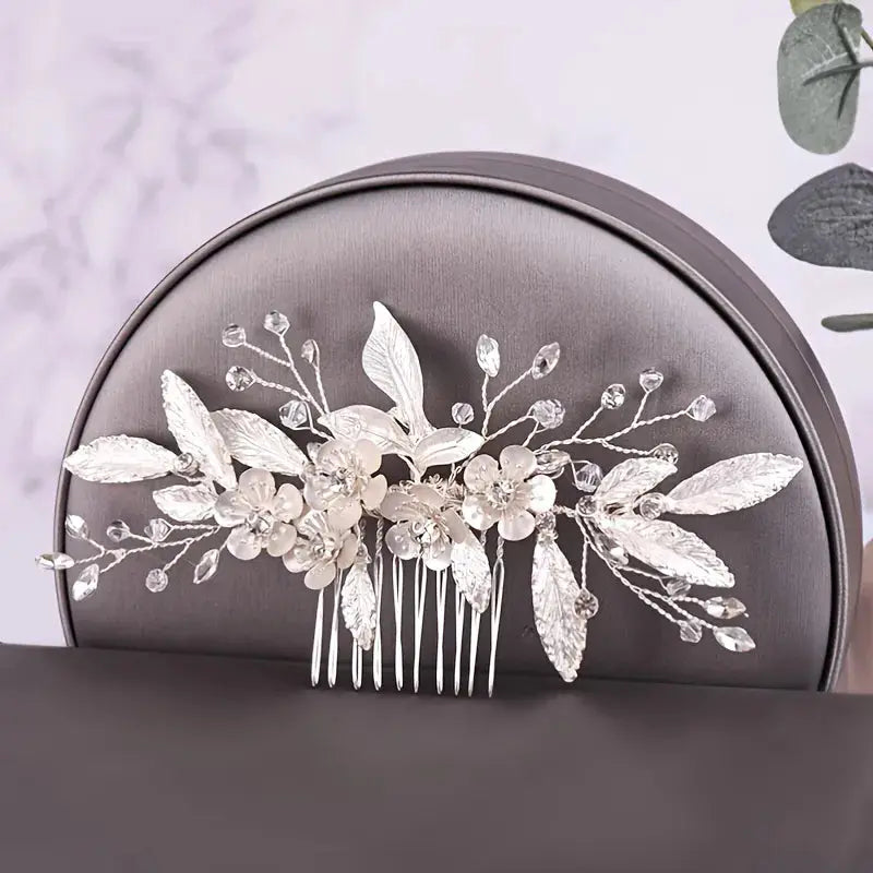 Wedding Hair Combs Bridal Hair Accessories For Women Hair Jewelry Silver Color Pearl Rhinestone Head Jewelry Women Accessories-hair accessories-SWEET T 52