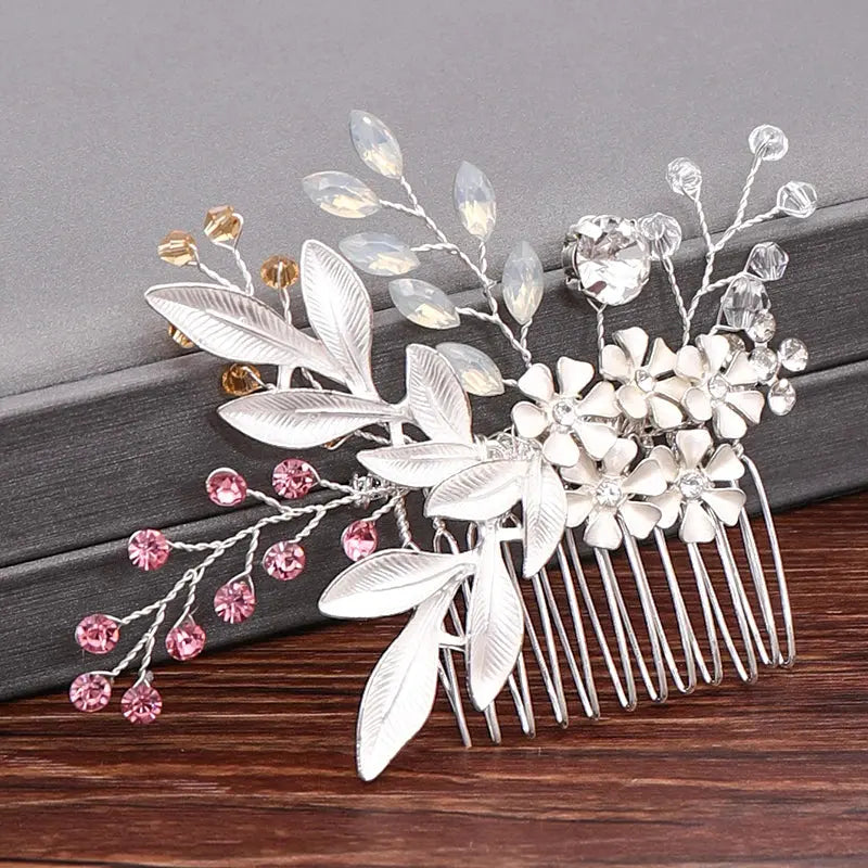 Wedding Hair Combs Bridal Hair Accessories For Women Hair Jewelry Silver Color Pearl Rhinestone Head Jewelry Women Accessories-hair accessories-SWEET T 52