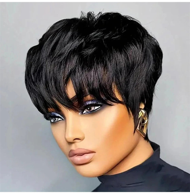 Blonde Ombre Human Hair Wig, 1b27#. Short Pixie Wigs, Human Hair. Short Pixie Cut Duby Wigs, Full Machine Wigs for Women Sweet T 52