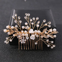 Silver/Gold/Pearl/Rhinestone Hair Accessories, Crystal Bridal Headdress/Hair Combs for Women & Girls-hair accessories-SWEET T 52