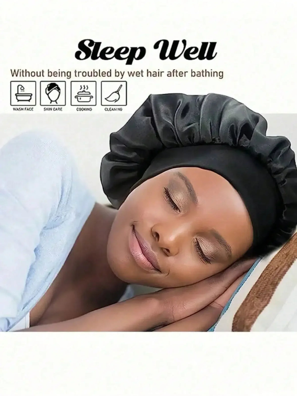 Satin Sleep Cap, Loose Elastic Fit