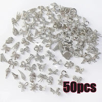 1 Bag Random Luxury Nail Art Dangle Jewelry, Mixed Style Nail Charms, Rhinestones 3D, 50 Pieces - SWEET T 52