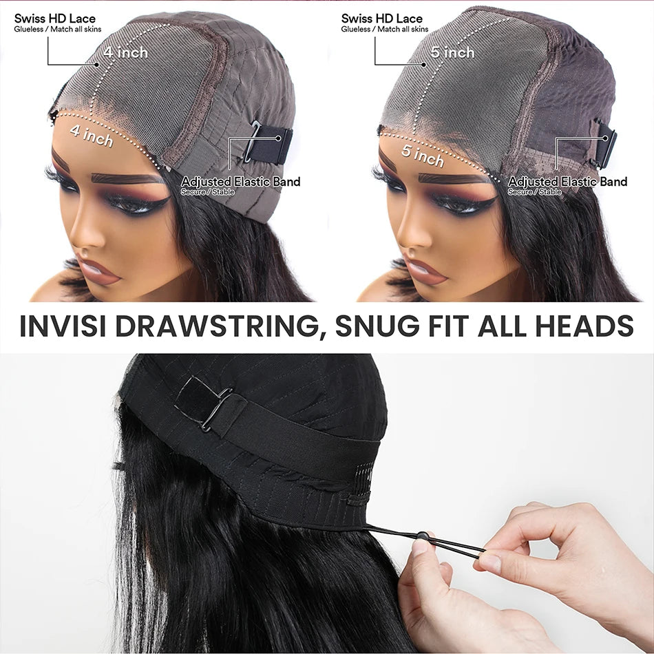 Glueless Wigs - 100% Human Hair Ready To Wear, Bone Straight Wigs, 26 Inch Pre-Cut, 4X4/5X5 Hd Lace Closure Wigs.