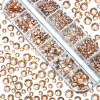 12Gird Box Multi Size AB/Colorful Non-Hotfix Rhinestones Flatback Crystal Diamond Gems 3D Glitter Nail Art Luxurious Decorations