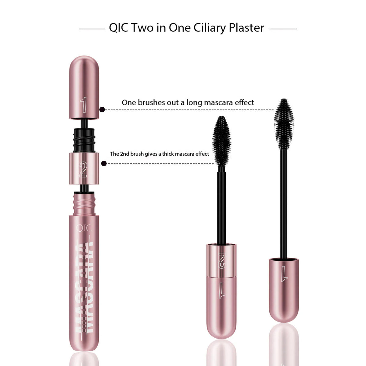 QIC new rose gold double-effect mascara, dense and slender two-in-one waterproof and non-smudging curled mascara. Sweet T 52