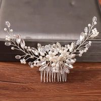 Wedding Hair Combs Bridal Hair Accessories For Women Hair Jewelry Silver Color Pearl Rhinestone Head Jewelry Women Accessories-hair accessories-SWEET T 52