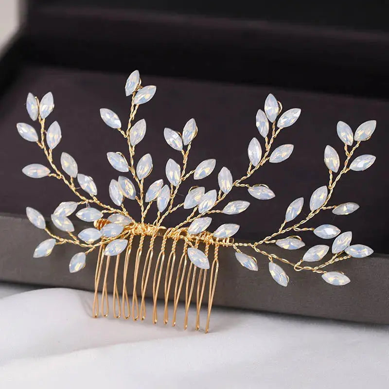 Silver/Gold/Pearl/Rhinestone Hair Accessories, Crystal Bridal Headdress/Hair Combs for Women & Girls-hair accessories-SWEET T 52