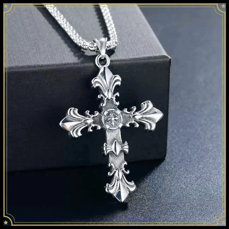 Men's Cross Necklace and Bracelet Set, Stainless Steel