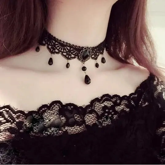 Velvet Fashion Choker Necklace for Women & Girls - Vintage Lace Necklace with Pendants-necklace-SWEET T 52