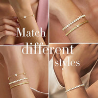 3PC Stackable Bracelet Set for Women - Adjustable 14K Gold-Plated & Silver Stainless Steel Tennis Bracelets