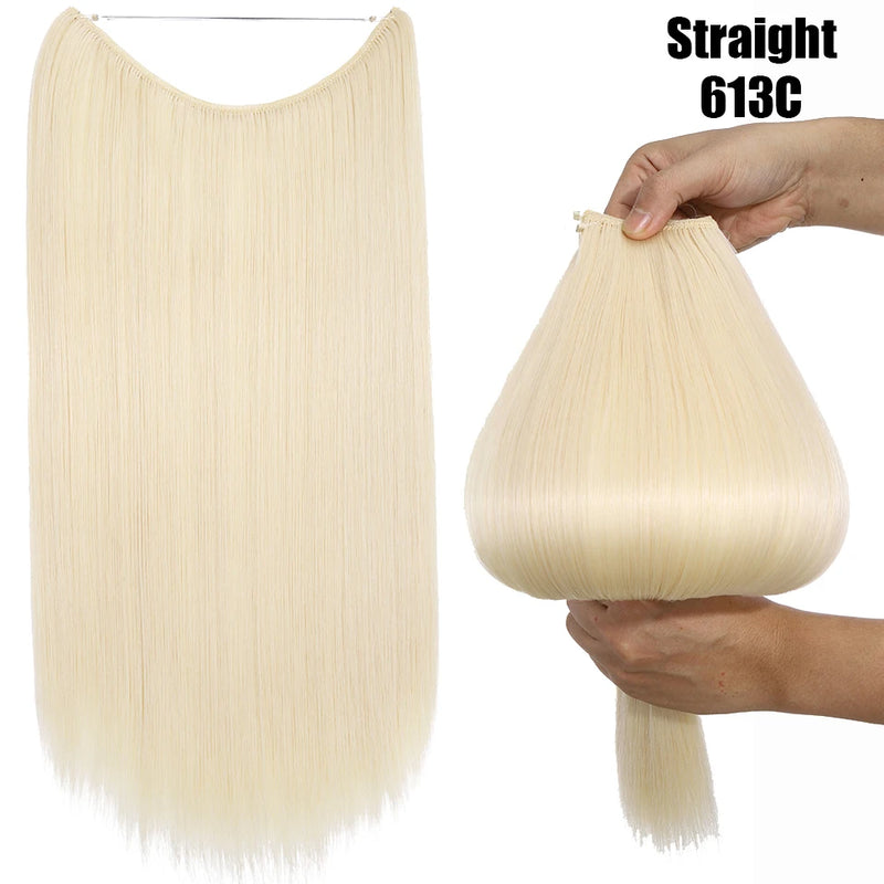 Synthetic 20 Inch Invisible Wire, No Clip-In, Hair Extensions, Fish Line Hairpieces/Hair Extensions Fake Hair For Women