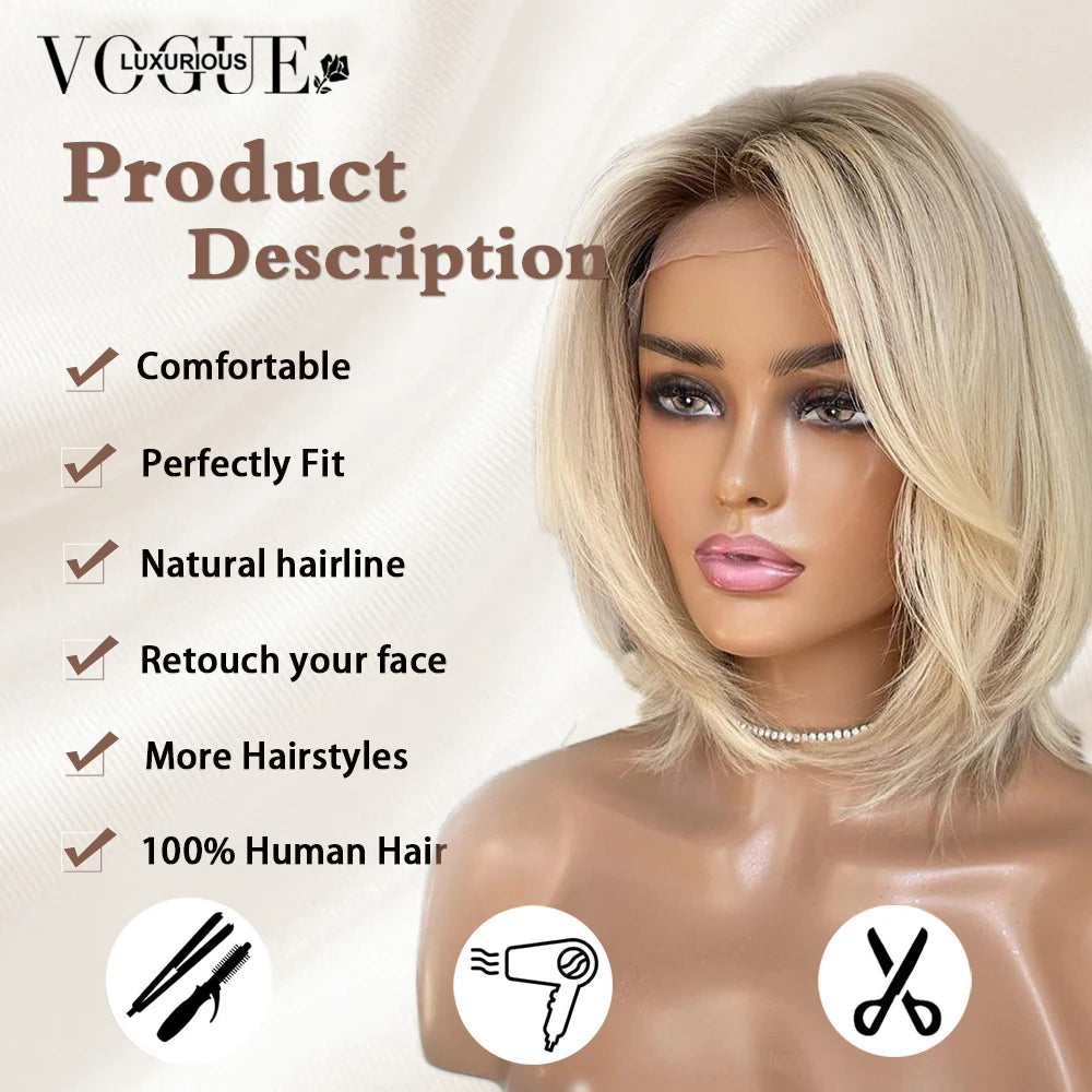 LUX VOGUE Dusk Sand Gold Balayage Color 100% Human Hair Wig Layer 260% Density Salon Quality 13x6 Upgrade Nude Color Lace Wig Sweet T 52