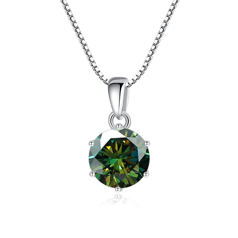 1 Carat Moissanite Pendant Necklace, Marked 925 Sterling Silver
