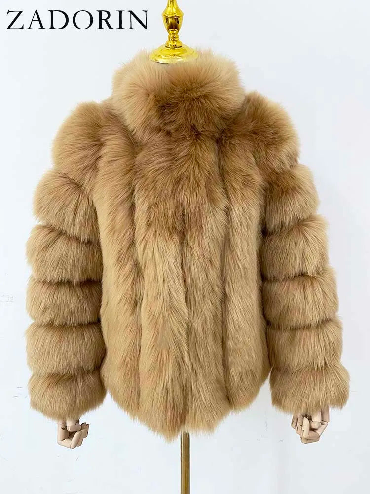 Faux Fur Winter Jackets for  Women & Girls - Luxury Thick, Warm, Stand-Up Collar Fur Jackets