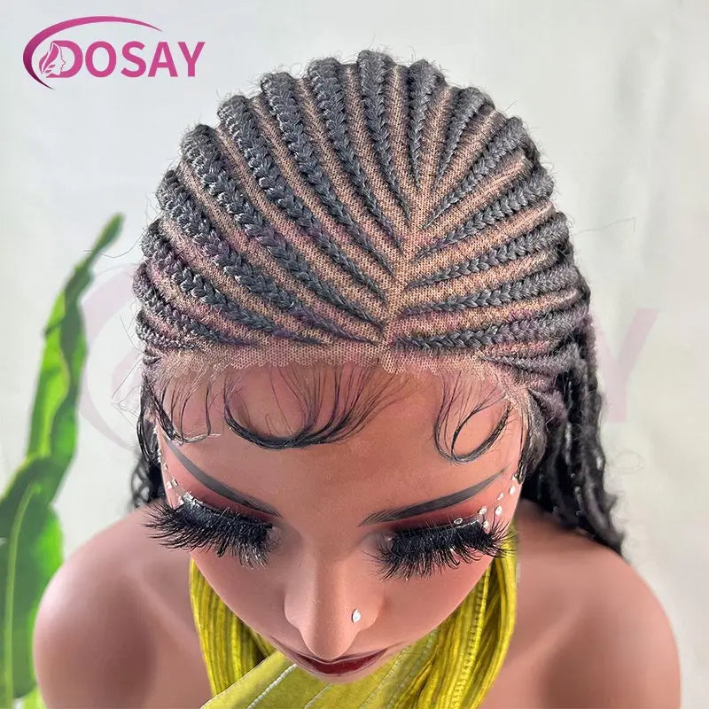 Wear & Go Glueless Synthetic Boho Box, Full Lace Front, Braided Wig for Women. Curly Hair Bohemian Goddess Locs Braided Wig