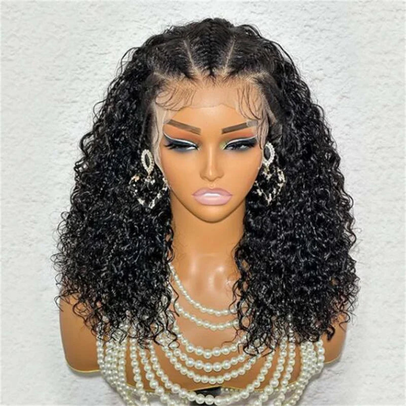 Kinky Curly Soft Long Black Wig - 180% Density, Preplucked, Lace Front For Women & Girls - Glueless & Heat Resistant-hair accessories-SWEET T 52