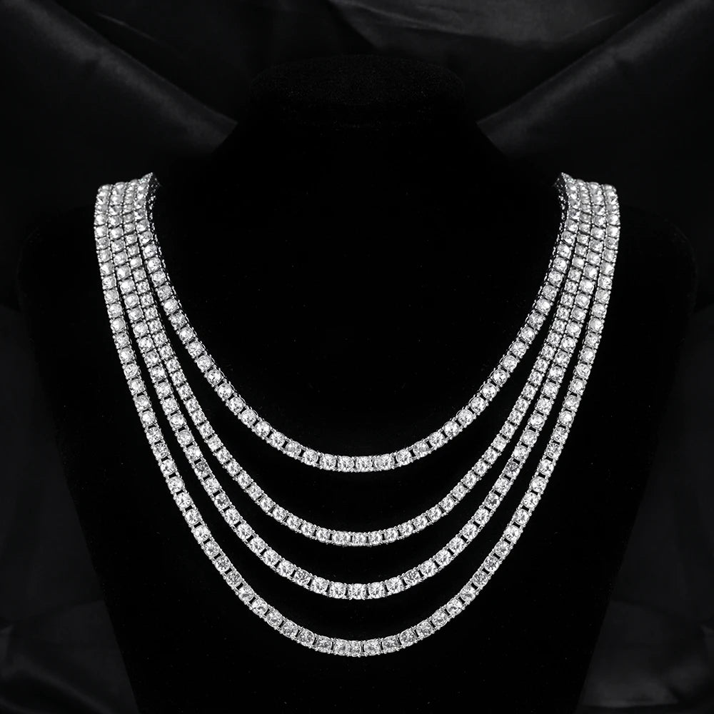 Hip Hop 5MM Tennis Chain Iced Out Bracelet/Necklace for Men - Silver/Gold