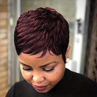 4 Inch Pixie Cut Curly Wave Human Hair Wigs for Women, Full Machine Made Wigs for Daily Wear