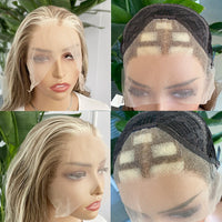 Blonde Highlights Wig - 13x4 Layered Cut Lace Front Wig for Women, Shoulder Length, Heat Resistant Synthetic Hair