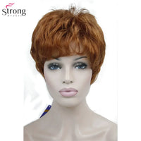 StrongBeauty Women's Wig Short Straight Pixie Cut Natural Hai Synthetic Capless Wig Gray/Red Sweet T 52