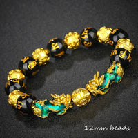 Fashion Jewelry - Obsidian Stone Beads (Attract Wealth) Feng Shui Good Luck Bangle Bracelets
