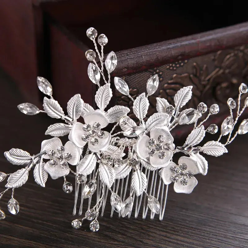 Wedding Hair Combs Bridal Hair Accessories For Women Hair Jewelry Silver Color Pearl Rhinestone Head Jewelry Women Accessories-hair accessories-SWEET T 52