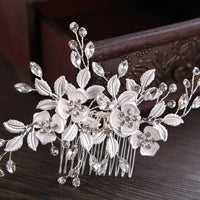 Wedding Hair Combs Bridal Hair Accessories For Women Hair Jewelry Silver Color Pearl Rhinestone Head Jewelry Women Accessories-hair accessories-SWEET T 52