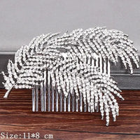 Wedding Hair Combs Bridal Hair Accessories For Women Hair Jewelry Silver Color Pearl Rhinestone Head Jewelry Women Accessories-hair accessories-SWEET T 52