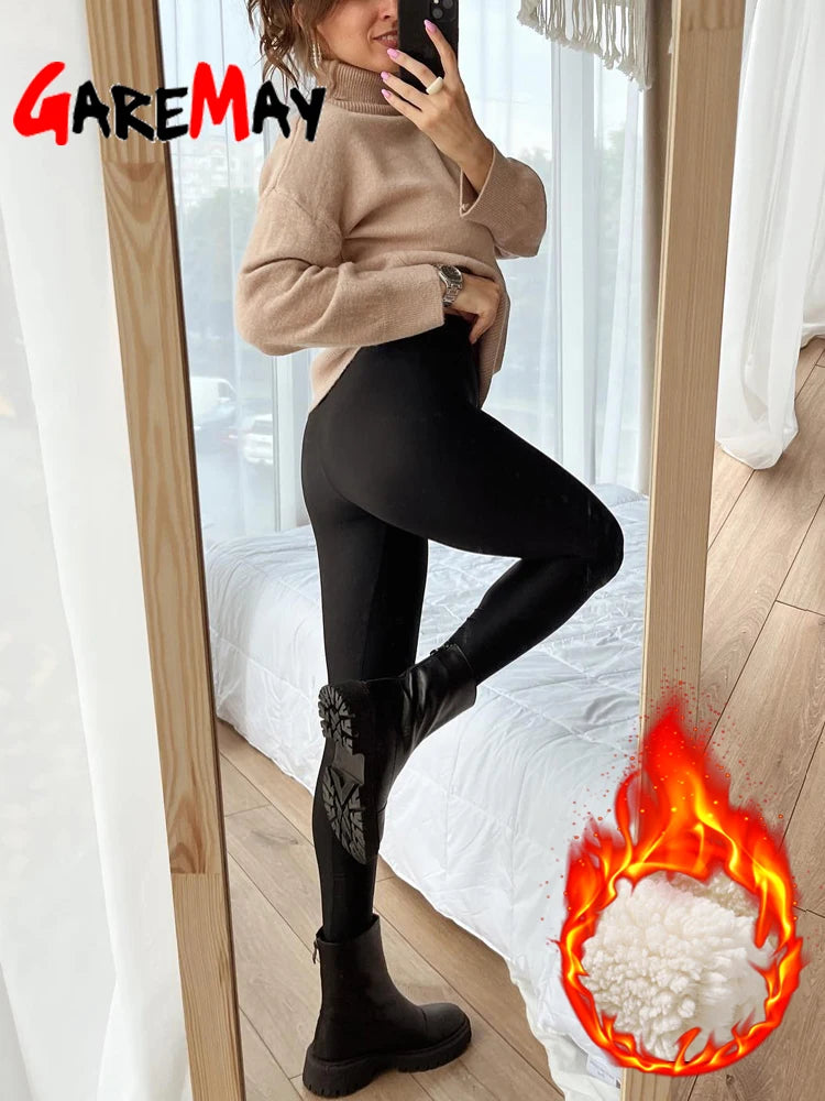 Women's Winter Leggings - Thermal Velvet Cotton Slimming Tights with Fleece and Stretch. Thick Warm Leggings.