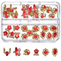 12Gird Box Multi Size AB/Colorful Non-Hotfix Rhinestones Flatback Crystal Diamond Gems 3D Glitter Nail Art Luxurious Decorations SWEET T 52