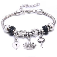 New Charm Bracelet & Bangles Jewelry for Women - White Butterfly Crown Beads "Lobster Clasp" Charm Bracelets
