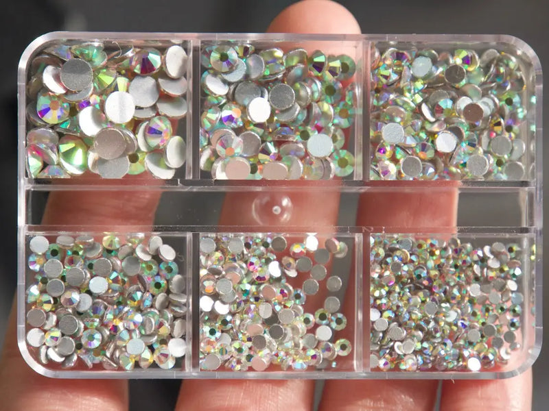 12Gird Box Multi Size AB/Colorful Non-Hotfix Rhinestones Flatback Crystal Diamond Gems 3D Glitter Nail Art Luxurious Decorations SWEET T 52